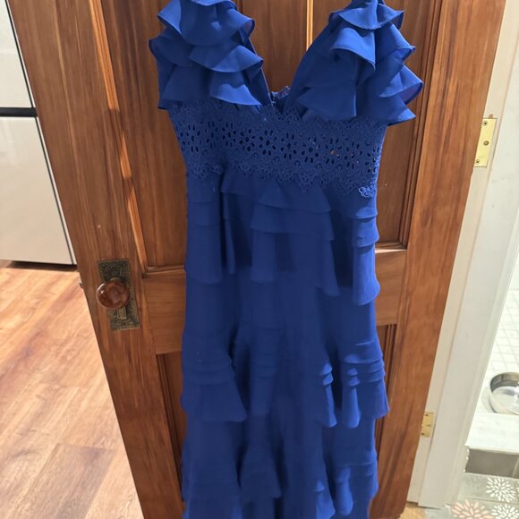 True Decadence Blue Tiered Ruffle Chiffon Maxi Dress - Picture 1 of 3